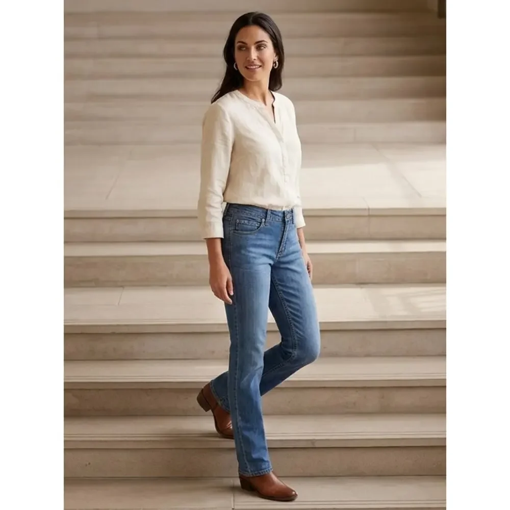 Cinch Jenna Blue Medium Wash Stretch Straight Leg Jeans Women Size 28